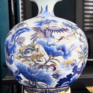 Exquisite Crane Lotus Ceramic Vase